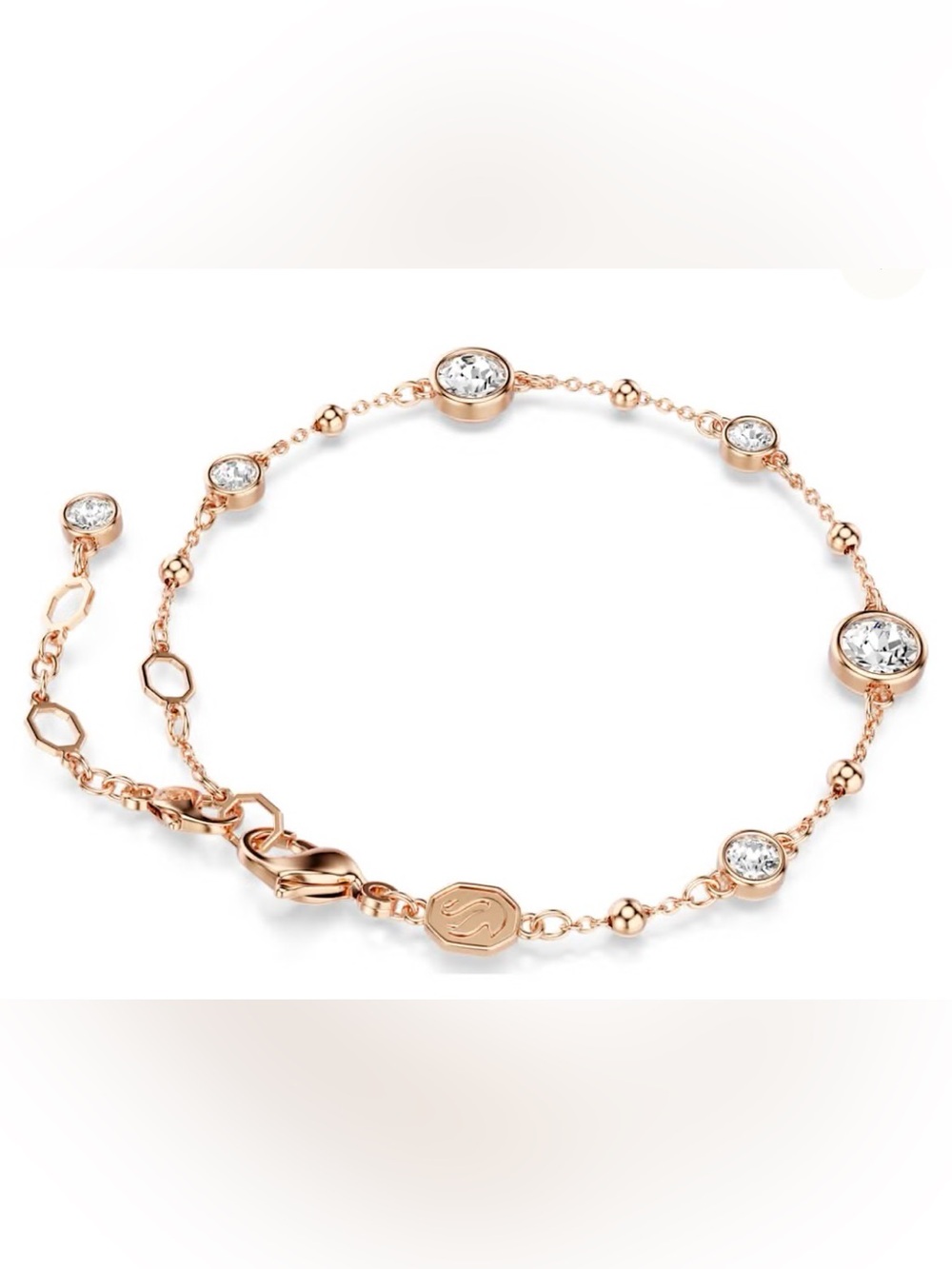 New Swarovski Rose Gold Tone Bracelet with Clear Crystal Accents